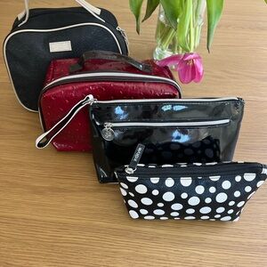 Vintage Lancôme Makeup Case Chic Black Red White Polka Dot Women's Bag